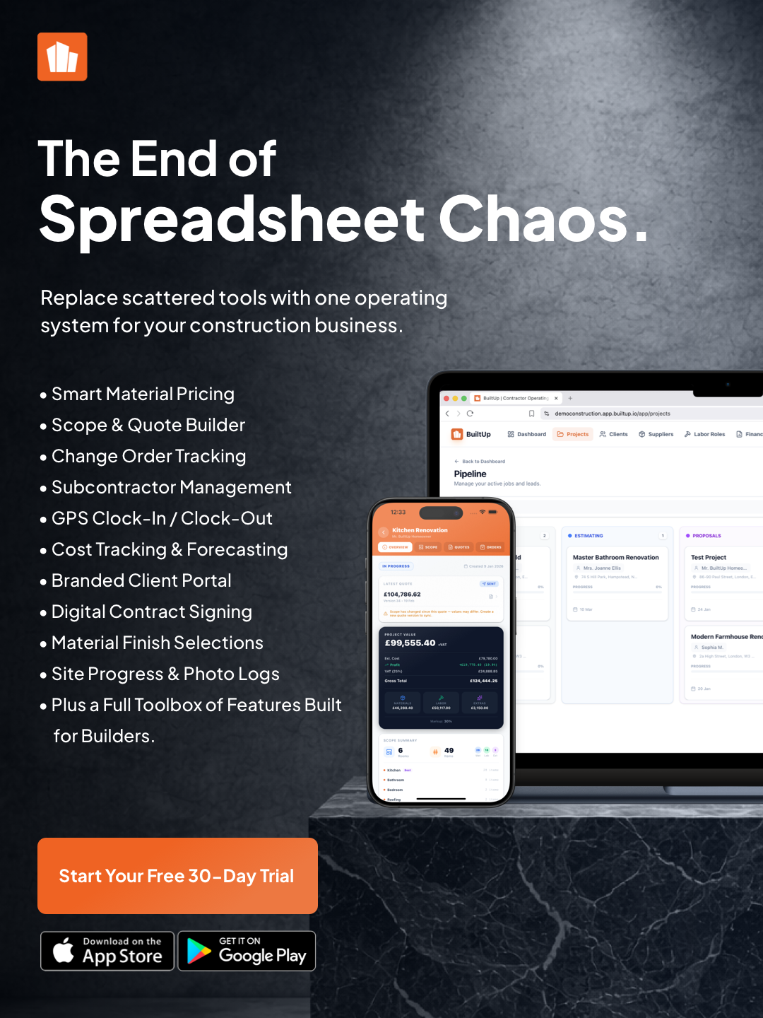 BuiltUp Ad — Spreadsheet Chaos