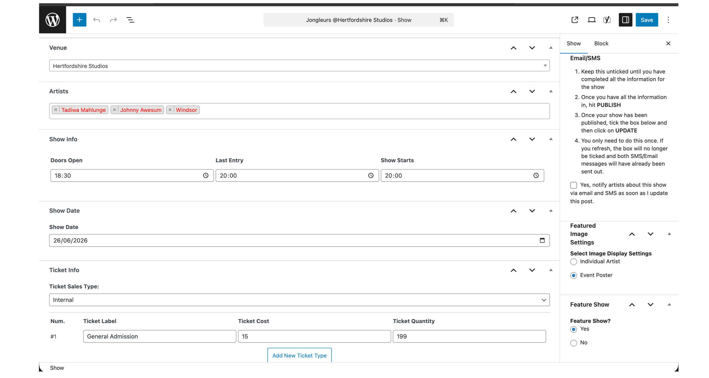 Jongleurs Admin Dashboard