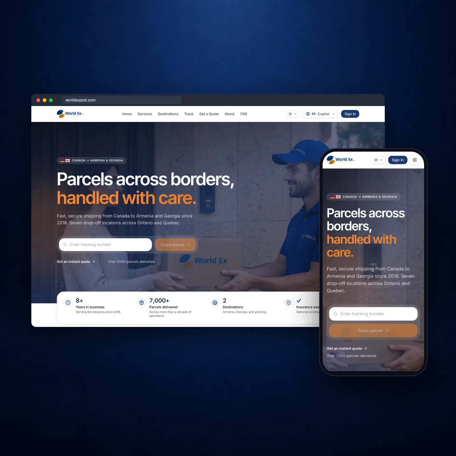 The World Ex website on desktop and mobile