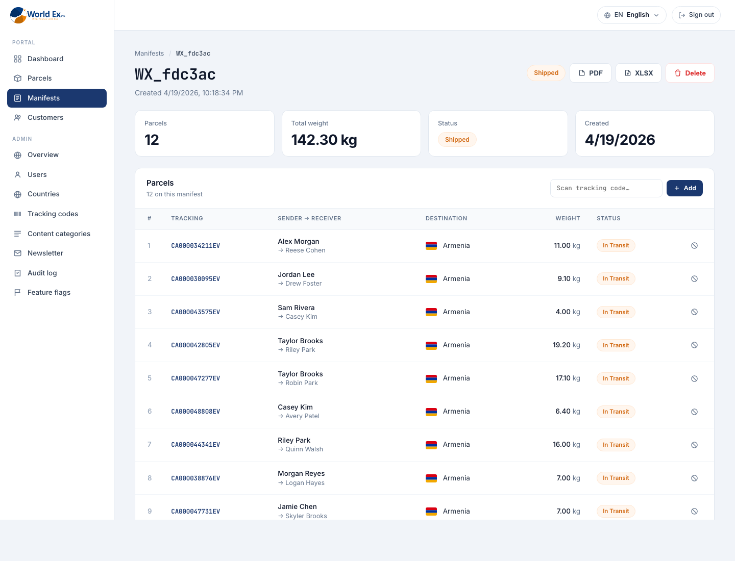 WorldEx manifest builder