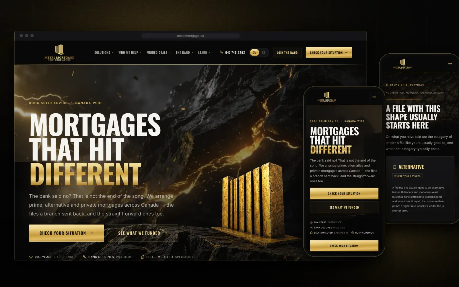 Metal Mortgage: Clean-up, brand guidelines and a site built around real funded files.