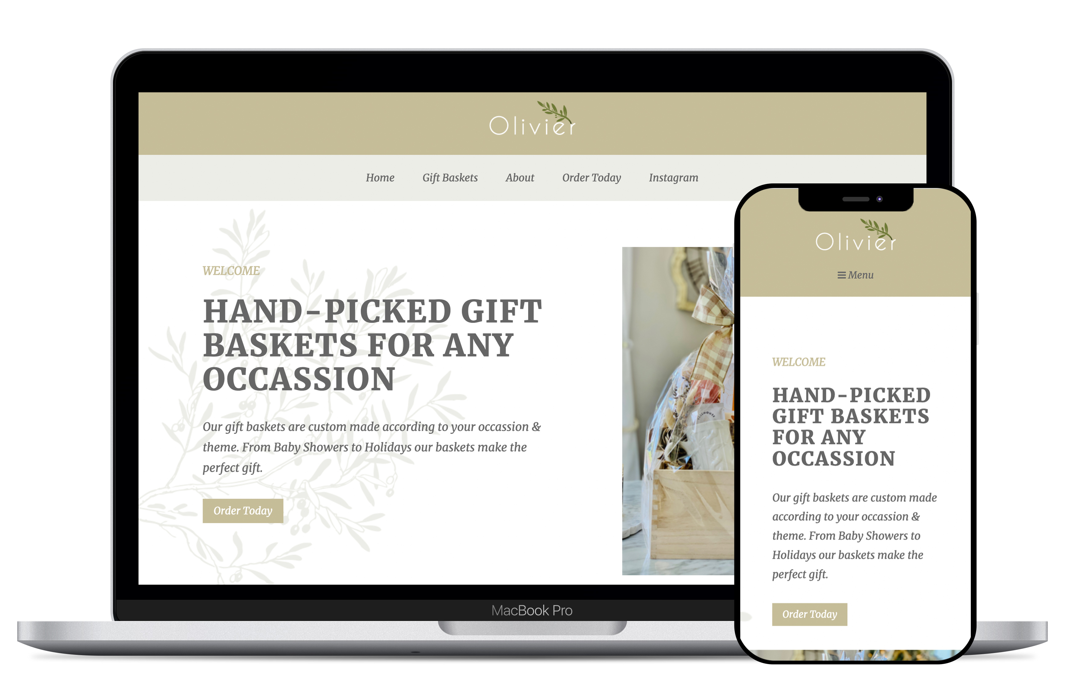 Olivier Gifts Website Mockup