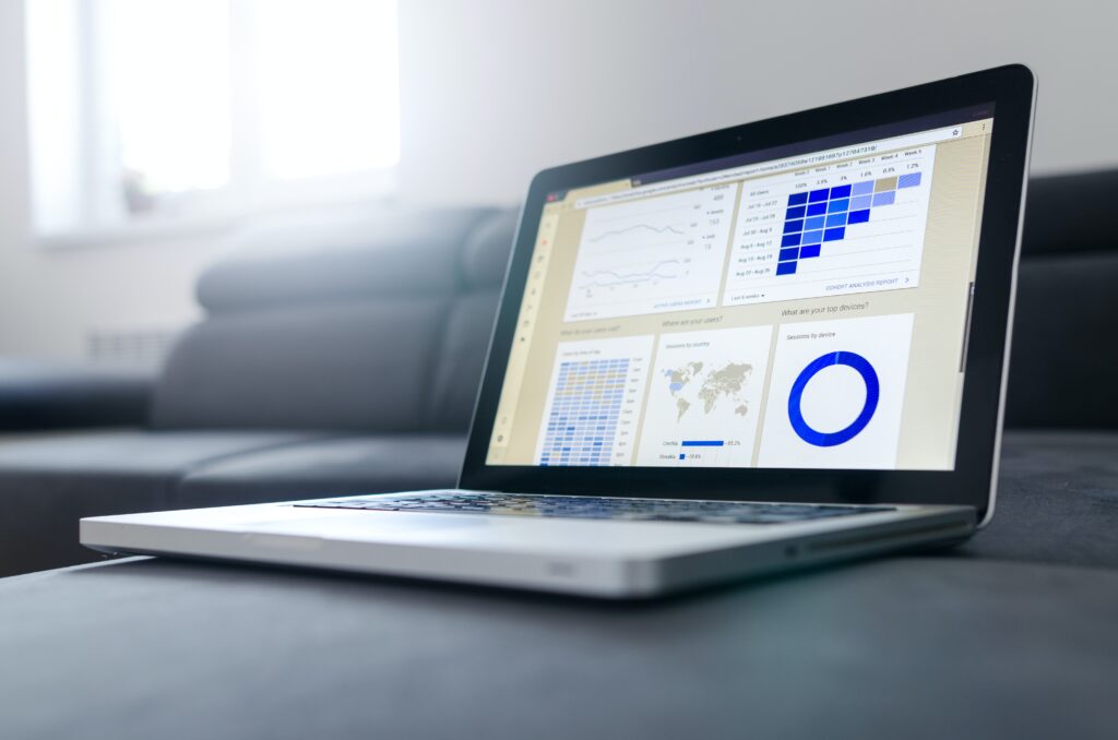 A laptop displaying analytics about a website used for competitor analysis