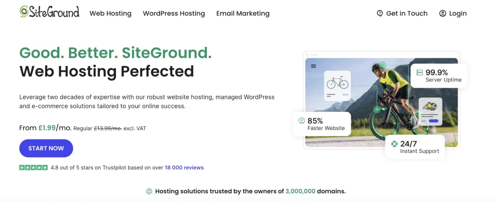siteground hosting website screenshot
