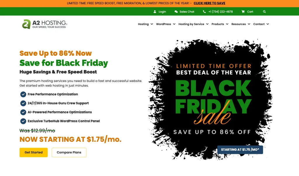 A2 Hosting Company Website Screenshot