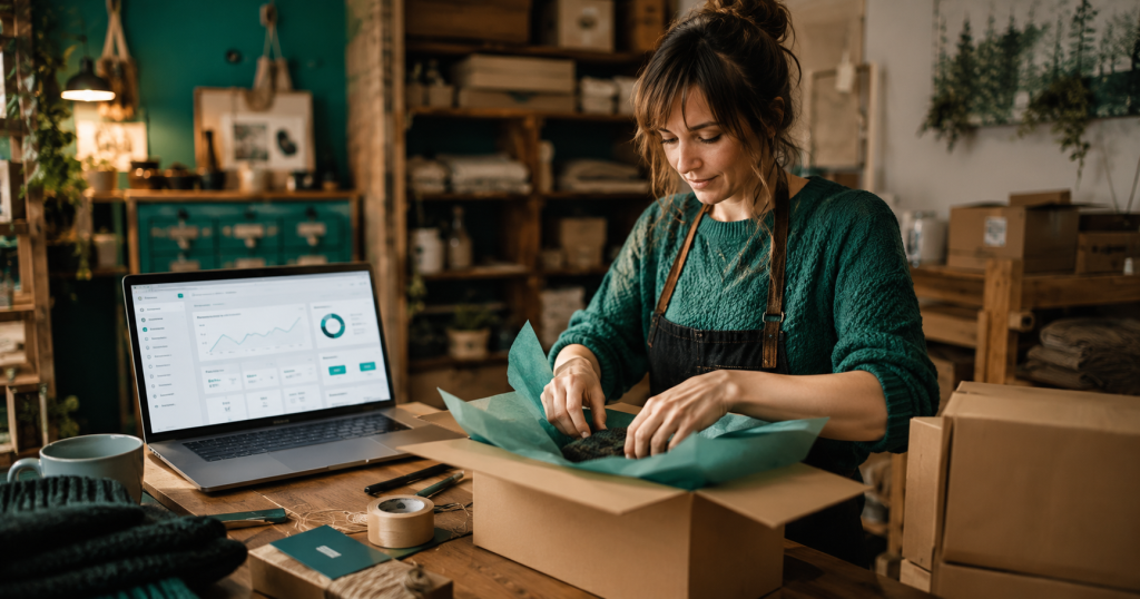 WooCommerce development London, UK online store owner fulfilling orders